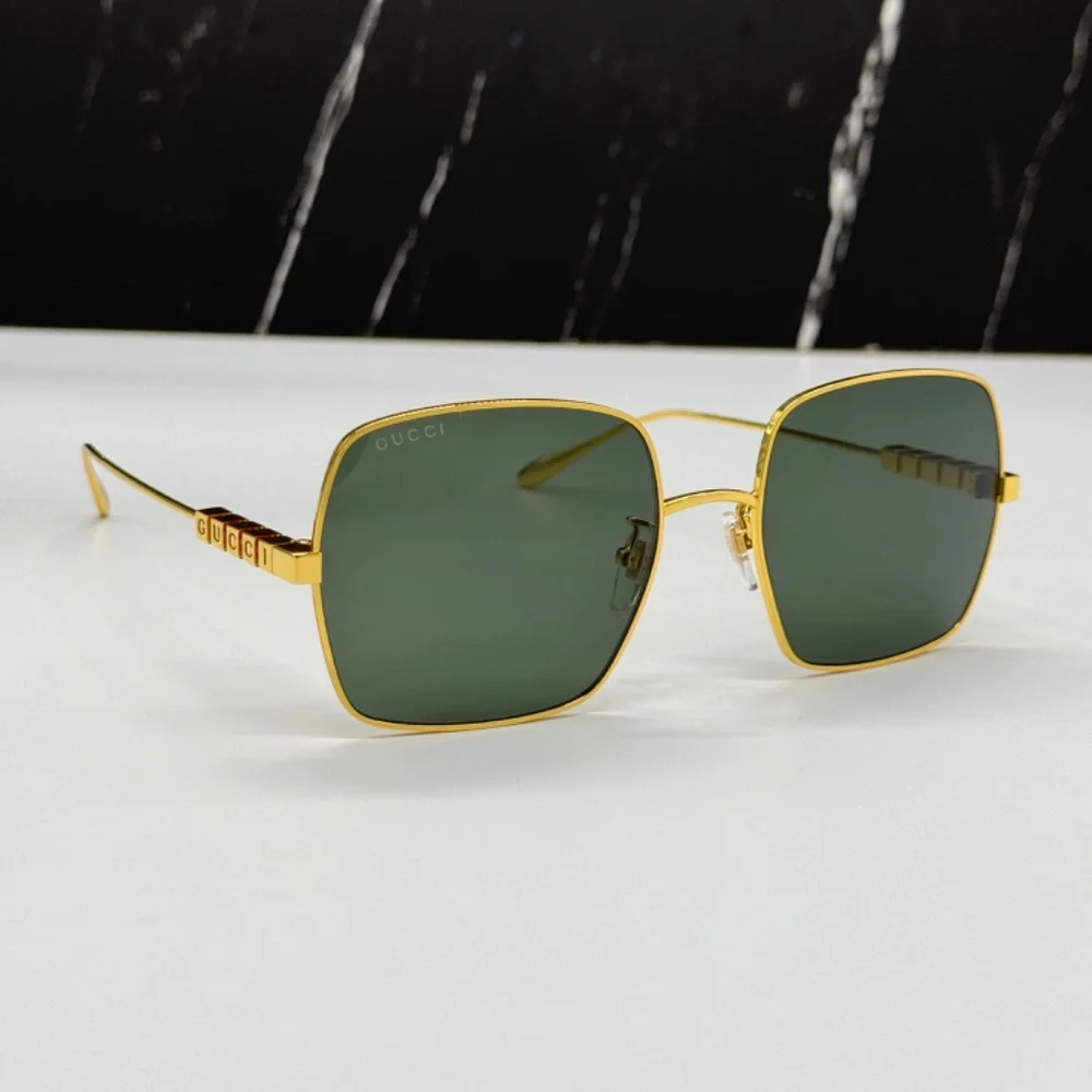 NEW GUCCI SQUARE SUNGLASSES GOLD GRAY GG1434S 001